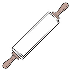 Rolling pin illustration, isolated on white background.