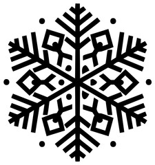 Black geometric snowflake icon with an intricate symmetrical pattern