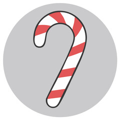 Candy cane illustration in a grey circle