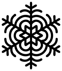 Elegant black snowflake illustration intricate symmetrical frosty pattern winter holiday decoration graphic element