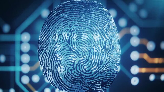 a digital fingerprint made in blue tones.