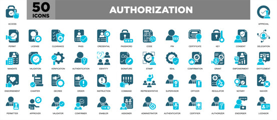 Authorization Icon Sheet Glyph Blue Illustration