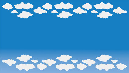 Cartoon Clouds and Blue Sky Vector Background with Copy Space