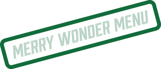 Festive Merry Wonder Menu green framed stamp for seasonal food and drink offerings