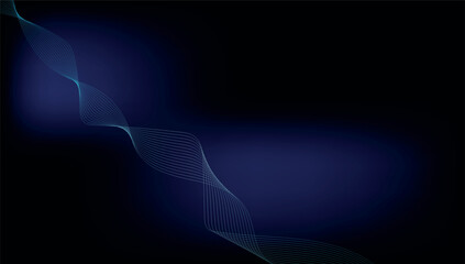 Dark Blue Technology Vector Background with Abstract Flowing Wavy Lines