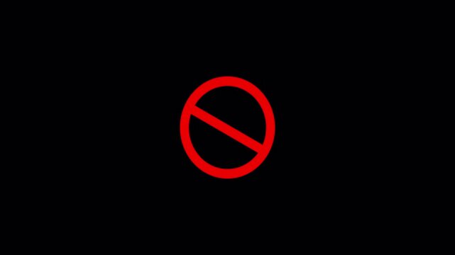 Prohibited Icon Animation | Red Circle Ban Symbol, No Entry Warning Sign, 4K Looping Chroma Key Video for Editing and Motion Graphics