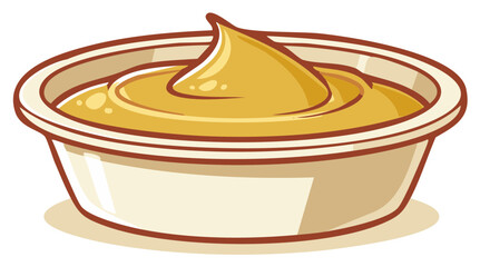 Bowl of Golden Sauce Creamy Condiment Appetizer Food Dip Vector Illustration