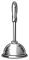 Classic Plunger Hand Drawn Illustration for Plumbing and Bathroom Cleaning Tasks