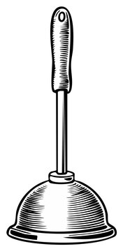 Classic Plunger Hand Drawn Illustration for Plumbing and Bathroom Cleaning Tasks