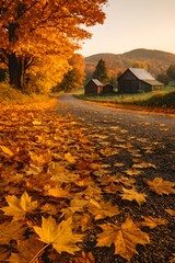 autumn landscape with a house