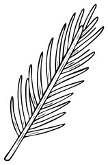 Fototapeta premium Stylized Fir Branch Line Art Illustration Black Outline on White Graphic Resource Element