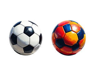 Two Soccer Balls in Goal Net — isolated on transparent background