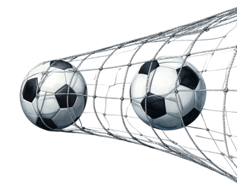 Dual Soccer Goal Net Scenes — isolated on transparent background