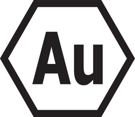Gold Au chemical element symbol hexagon
