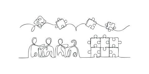 Teamwork and problem solving with puzzle pieces