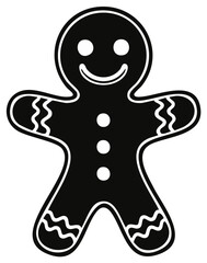 Obraz premium Smiling Gingerbread Man Silhouette Illustration Festive Christmas Holiday Icon