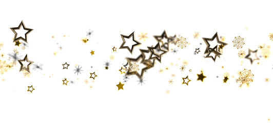 Abstract illustration of falling golden stars and snowflakes, perfect for festive designs, celebrations, and holiday greetings. Ideal for Christ