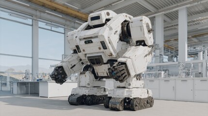 Futuristic mechanoid in advanced science lab showcasing artificial intelligence
