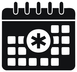 Obraz premium Calendar icon with medical asterisk symbol. Schedule appointment concept.