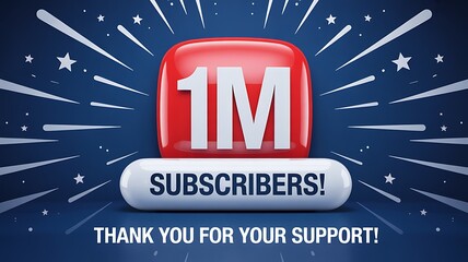 1M Subscribers Celebration Graphic with Stars and Thank You Message