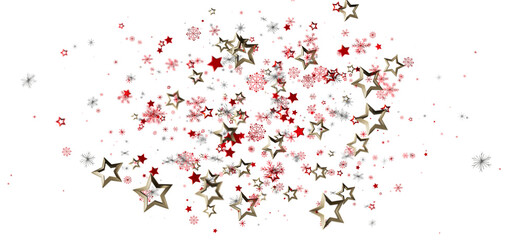 Fototapeta premium Beautiful abstract background with stars and snowflakes in red and gold color on a white background. Perfect for Christmas and holiday designs.