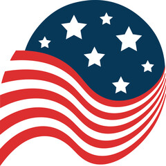 American flag circle with stars and stripes waving in the wind patriotic symbol