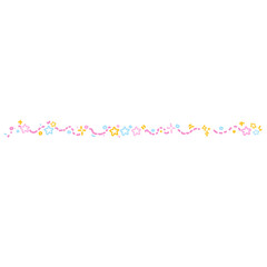 Pastel Star Garland: Pink String, Yellow and Blue Accents, Isolated.
