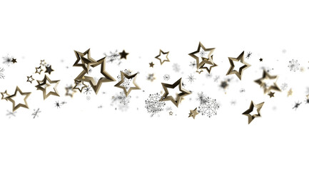 Elegant winter design with gold stars and snowflakes. Perfect for Christmas, New Year, and holiday celebrations.