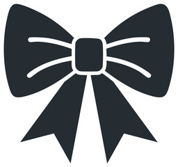 Dark Gray Bow Icon Simple Silhouette Flat Design Isolated