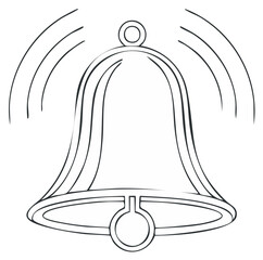 Outline illustration of a vintage ringing bell icon representing sound, alarm, or notification