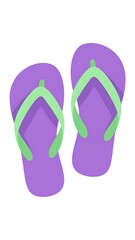 Purple Flip-Flops with Green Straps on Light Background for Summer Theme