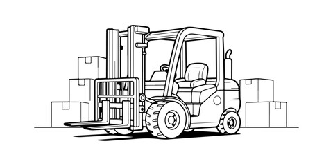 Chibi Forklift Coloring Page