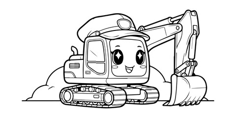 Cute Excavator with Sparkling Eyes © takichan