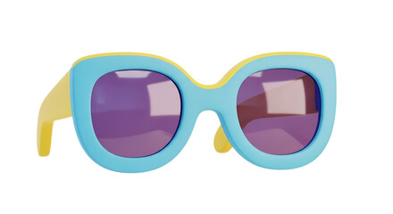 Trendy retro sunglasses in stylish light blue and yellow colors offer a fun, vibrant fashion statement for summer fun