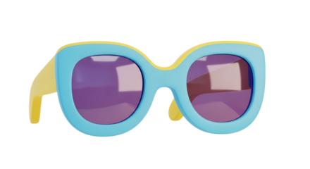 Trendy retro sunglasses in stylish light blue and yellow colors offer a fun, vibrant fashion statement for summer fun