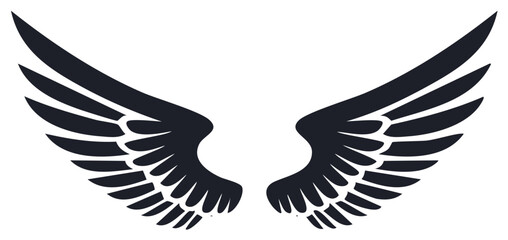 Obraz premium Wing Pair Symbol Spread Outward Elegant Stylized Feathered Isolated
