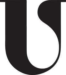 Black letter u isolated on white background for logo and branding typography