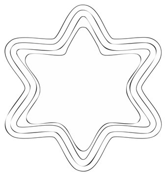 Abstract Star Shape with Flowing Parallel Lines and Empty Space
