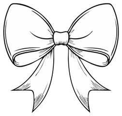 Elegant Sketch Bow Line Art Illustration Festive Celebration Gift Decoration Vector
