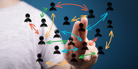 Visual representation of global networking, connection, communication, teamwork, collaboration, and...