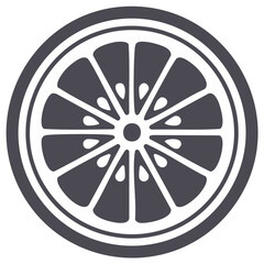 Fototapeta premium Monochromatic citrus fruit slice icon illustration simple flat graphic design element vector image