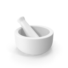 White ceramic mortar and pestle clean modern design