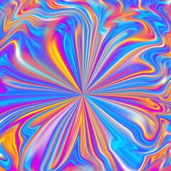 Obraz premium Abstract energy burst pattern in blue and purple tones Abstract radial burst pattern in blue, purple, and gold tones, symbolizing motion, light, and futuristic energy.