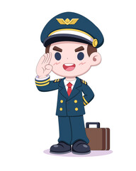 Aircraft pilot cartoon illustration