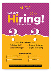 hiring Jobp oster Recruitment advertising template. Recruitment Poster, Job hiring poster, social media, banner, flyer.