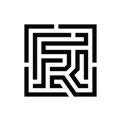 Geometric Maze or Circuit Board Letter F and R Icon


