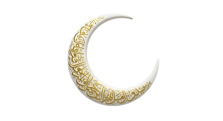 Crescent moon with Arabic calligraphy isolated on white background
