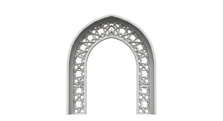 Ornate arched doorway isolated on white background