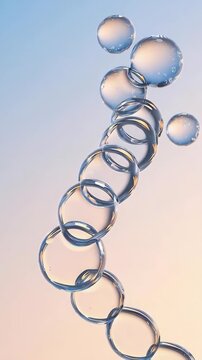A clean, abstract slow-motion animation. Watch as individual monomer molecules link together, forming a long, flexible, and growing polymer chain.