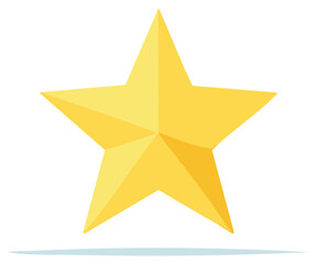 Obraz premium Yellow five-pointed star graphic, isolated. Simple award symbol for business, success or celebration.
